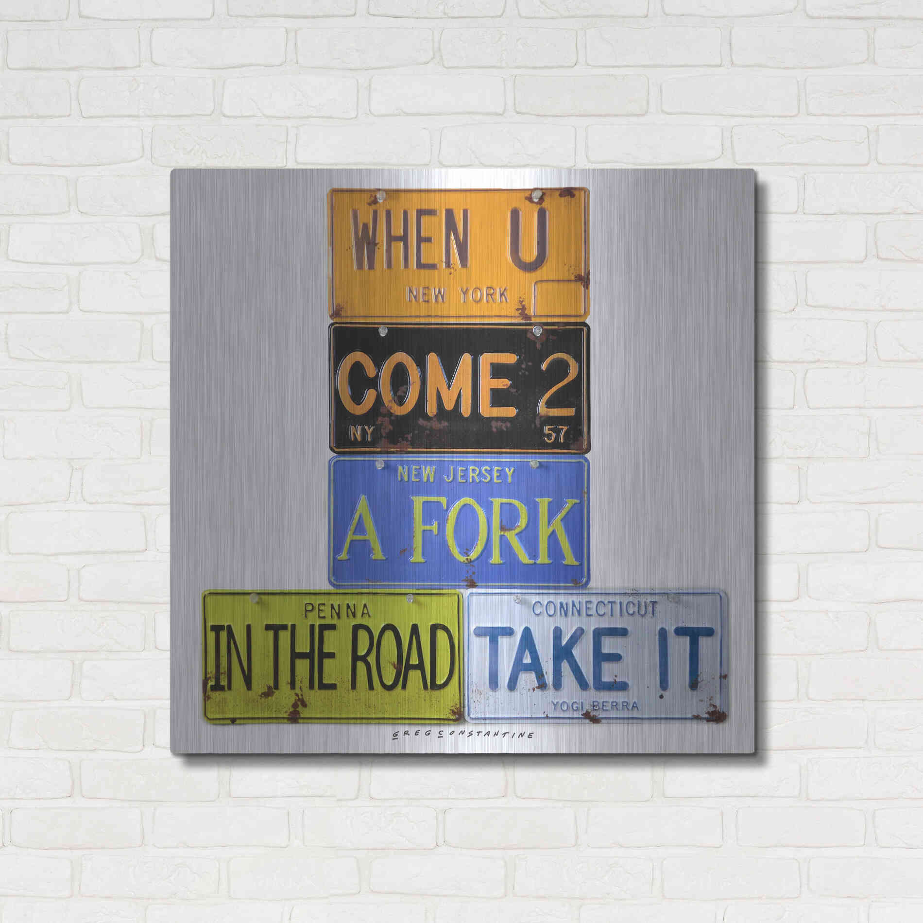 Luxe Metal Art 'Berra Fork In The Road' by Gregory Constantine, Metal Wall Art,36x36