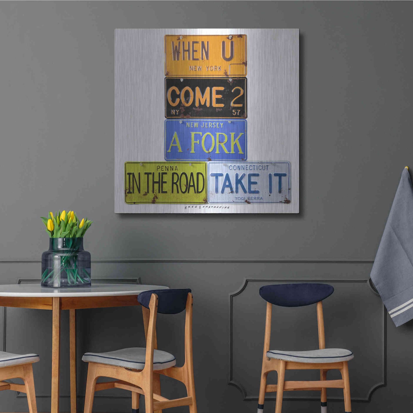 Luxe Metal Art 'Berra Fork In The Road' by Gregory Constantine, Metal Wall Art,36x36