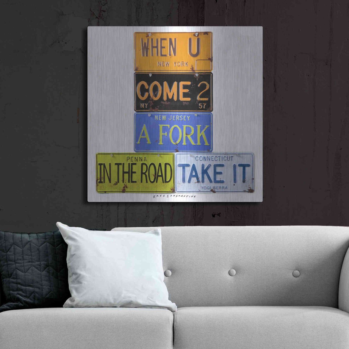 Luxe Metal Art 'Berra Fork In The Road' by Gregory Constantine, Metal Wall Art,36x36
