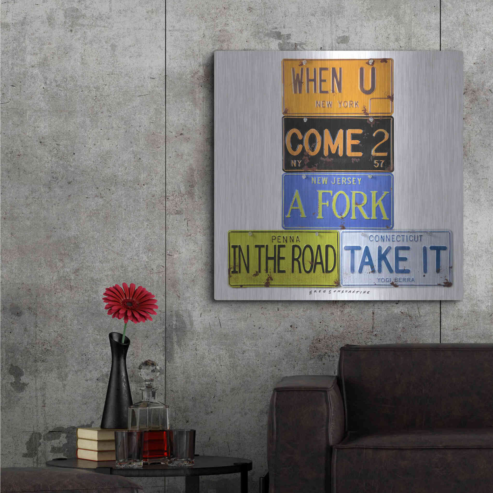 Luxe Metal Art 'Berra Fork In The Road' by Gregory Constantine, Metal Wall Art,36x36