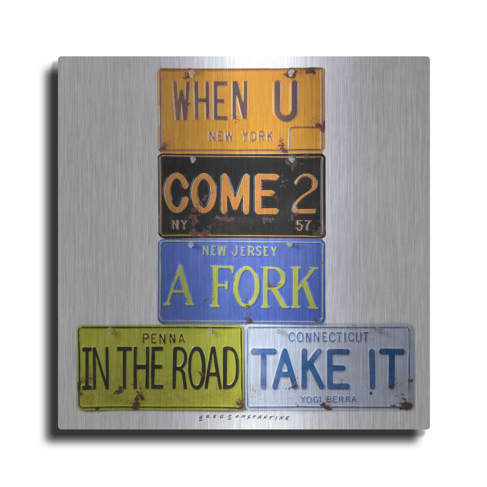 Luxe Metal Art 'Berra Fork In The Road' by Gregory Constantine, Metal Wall Art