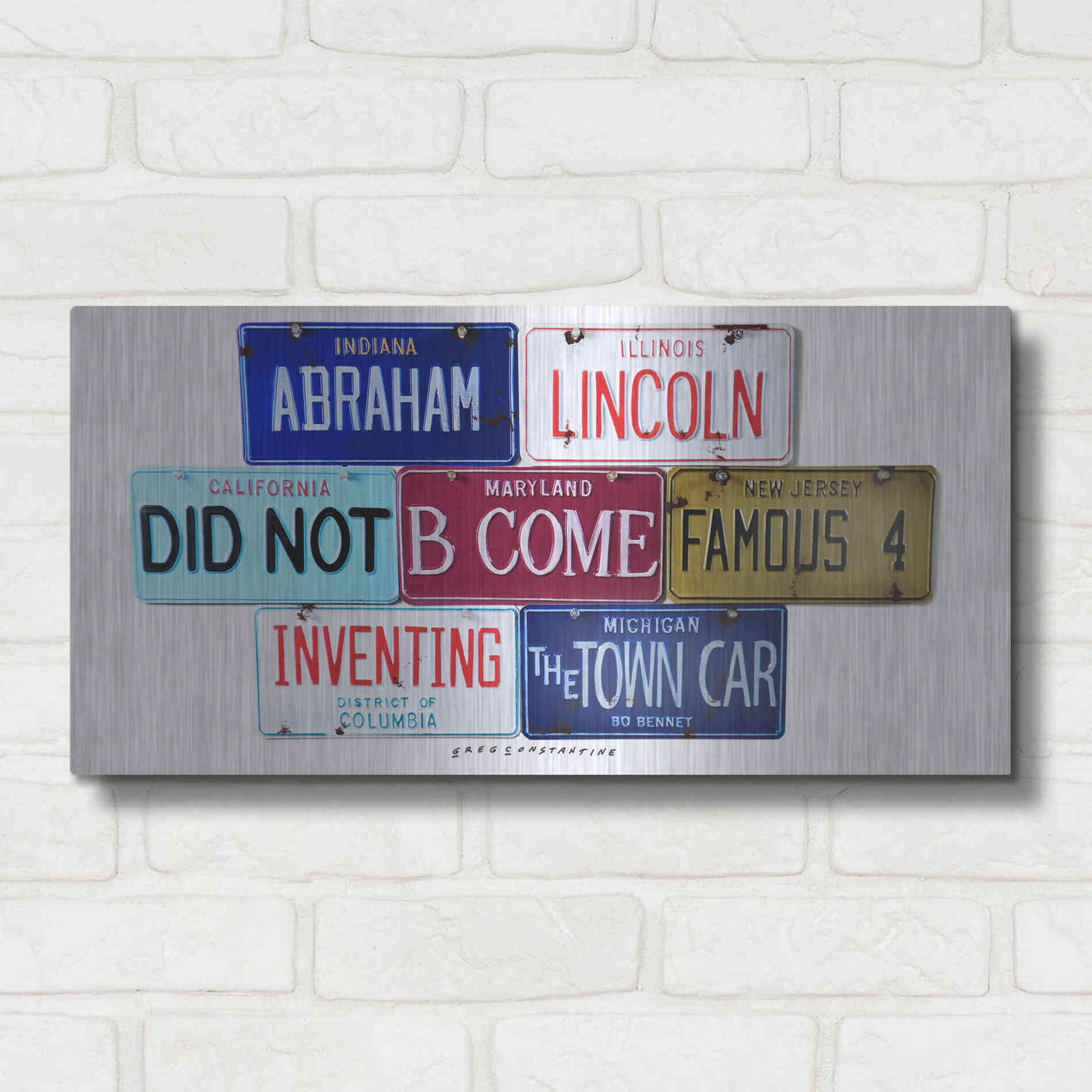 Luxe Metal Art 'Bennet Lincoln & Town Car' by Gregory Constantine, Metal Wall Art,24x12