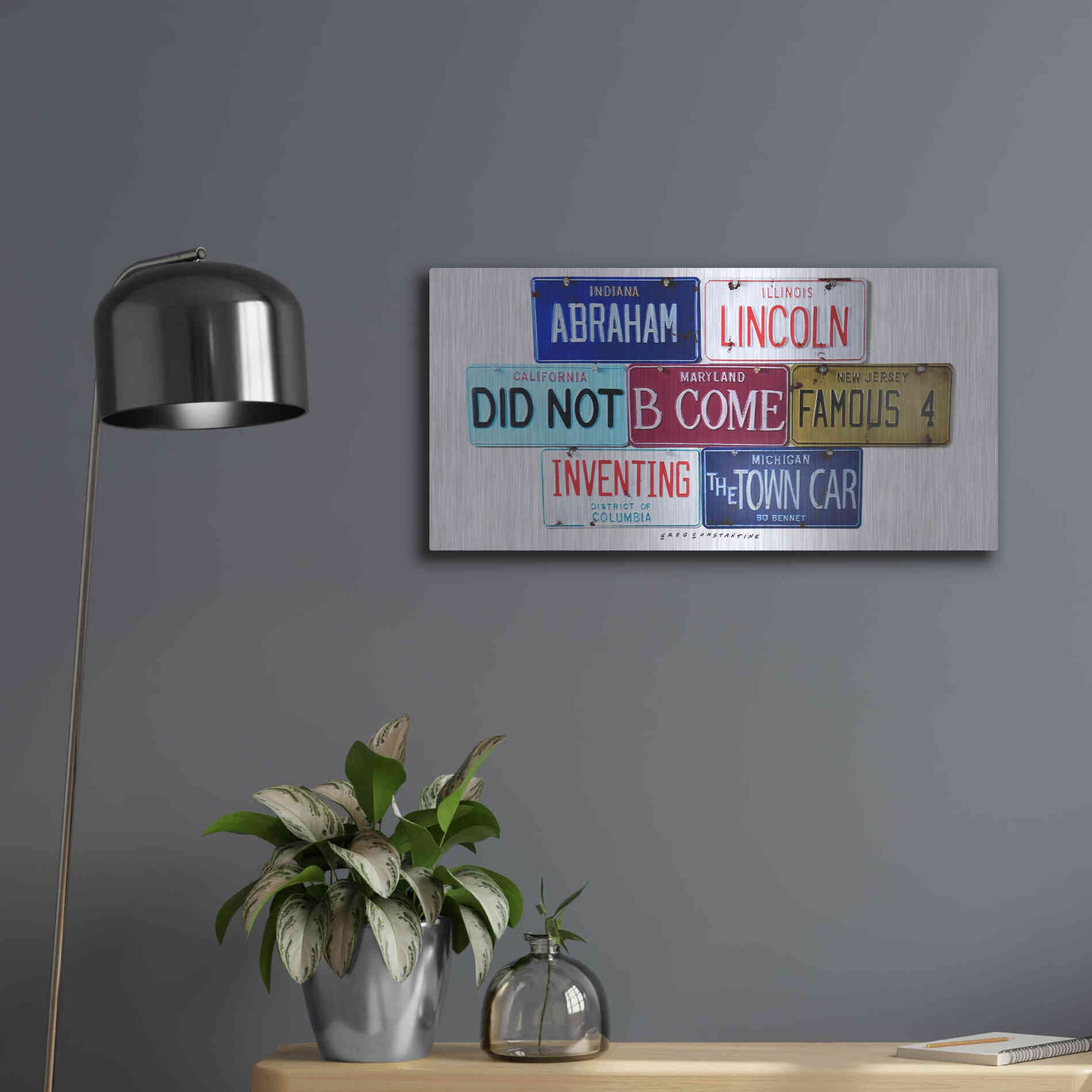 Luxe Metal Art 'Bennet Lincoln & Town Car' by Gregory Constantine, Metal Wall Art,24x12