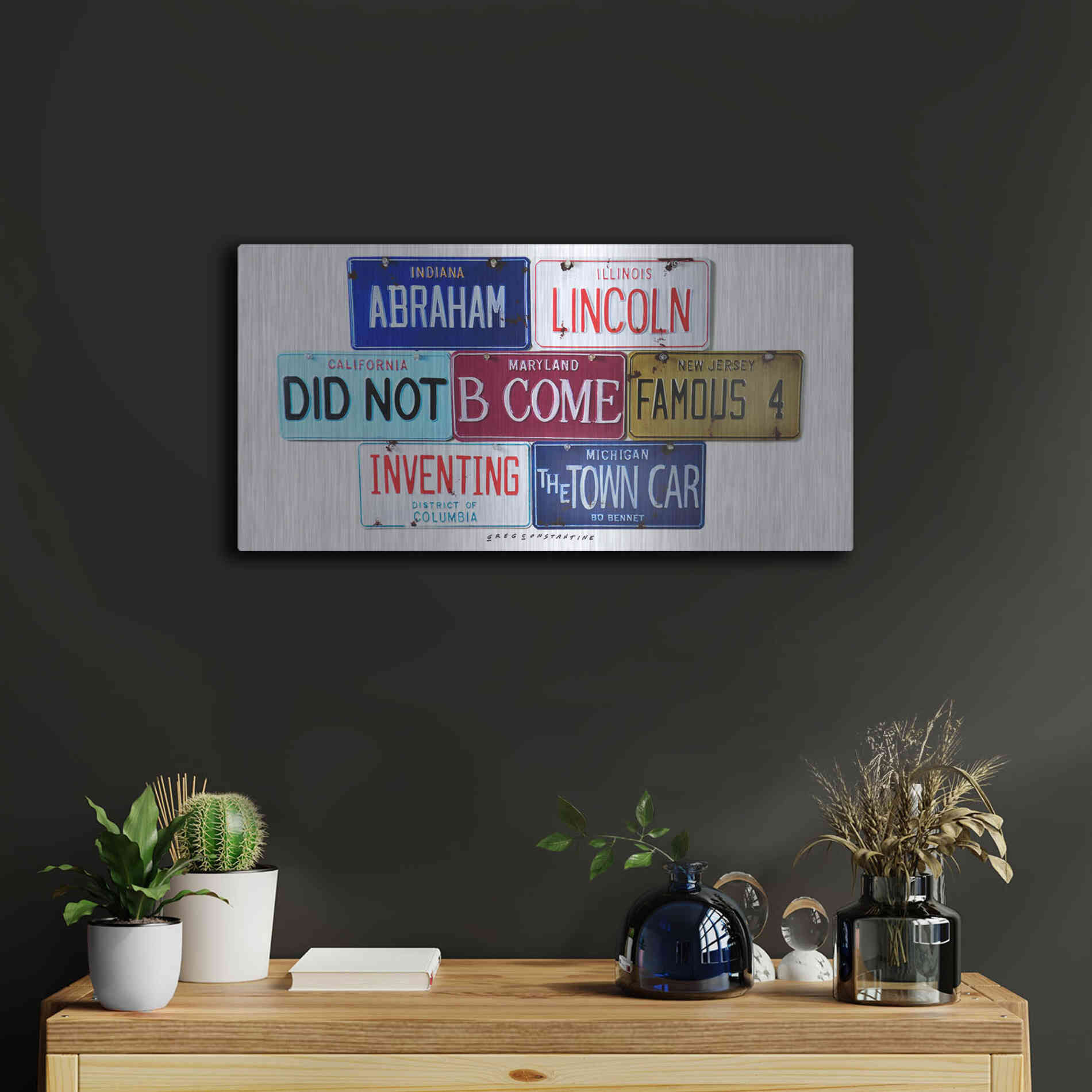 Luxe Metal Art 'Bennet Lincoln & Town Car' by Gregory Constantine, Metal Wall Art,24x12