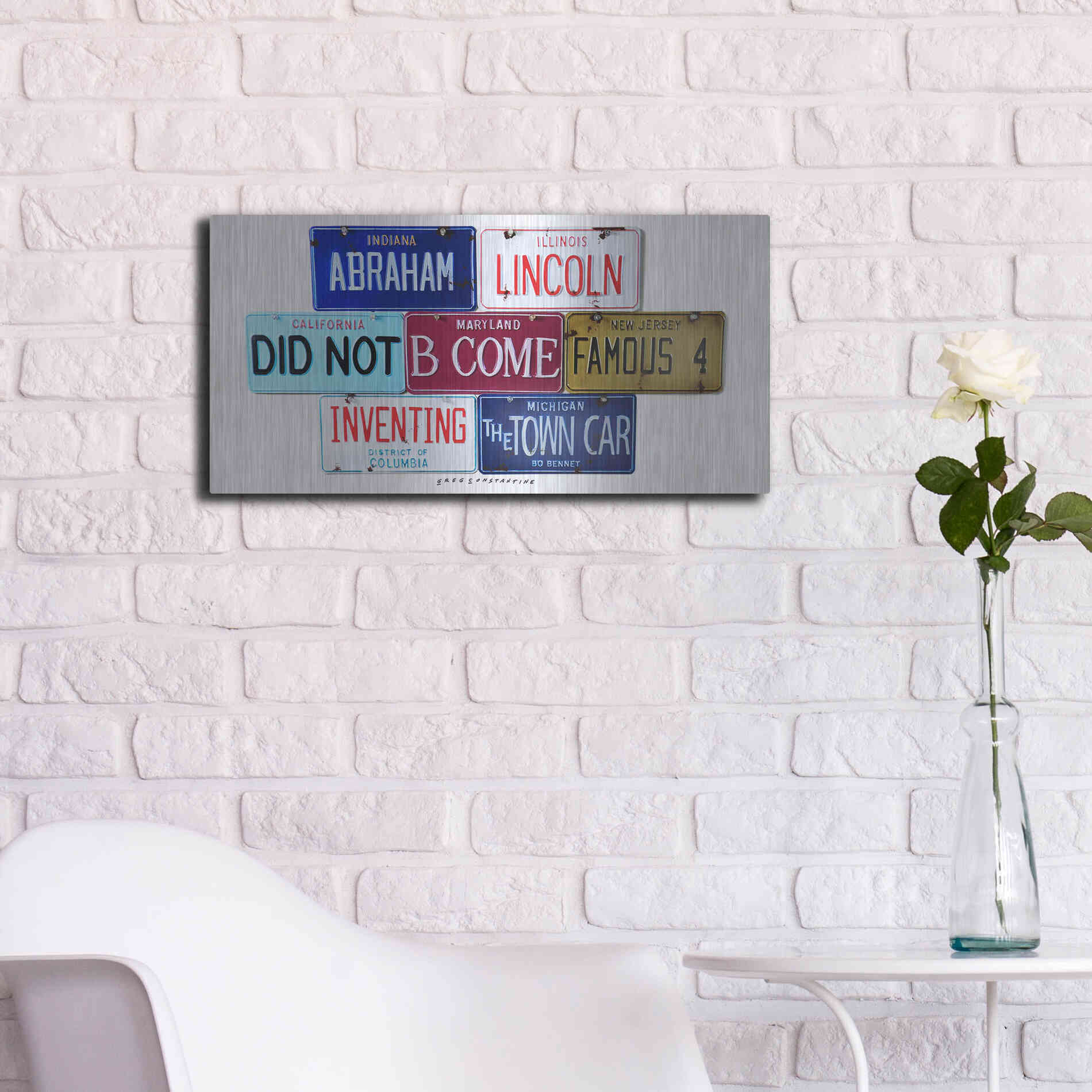 Luxe Metal Art 'Bennet Lincoln & Town Car' by Gregory Constantine, Metal Wall Art,24x12