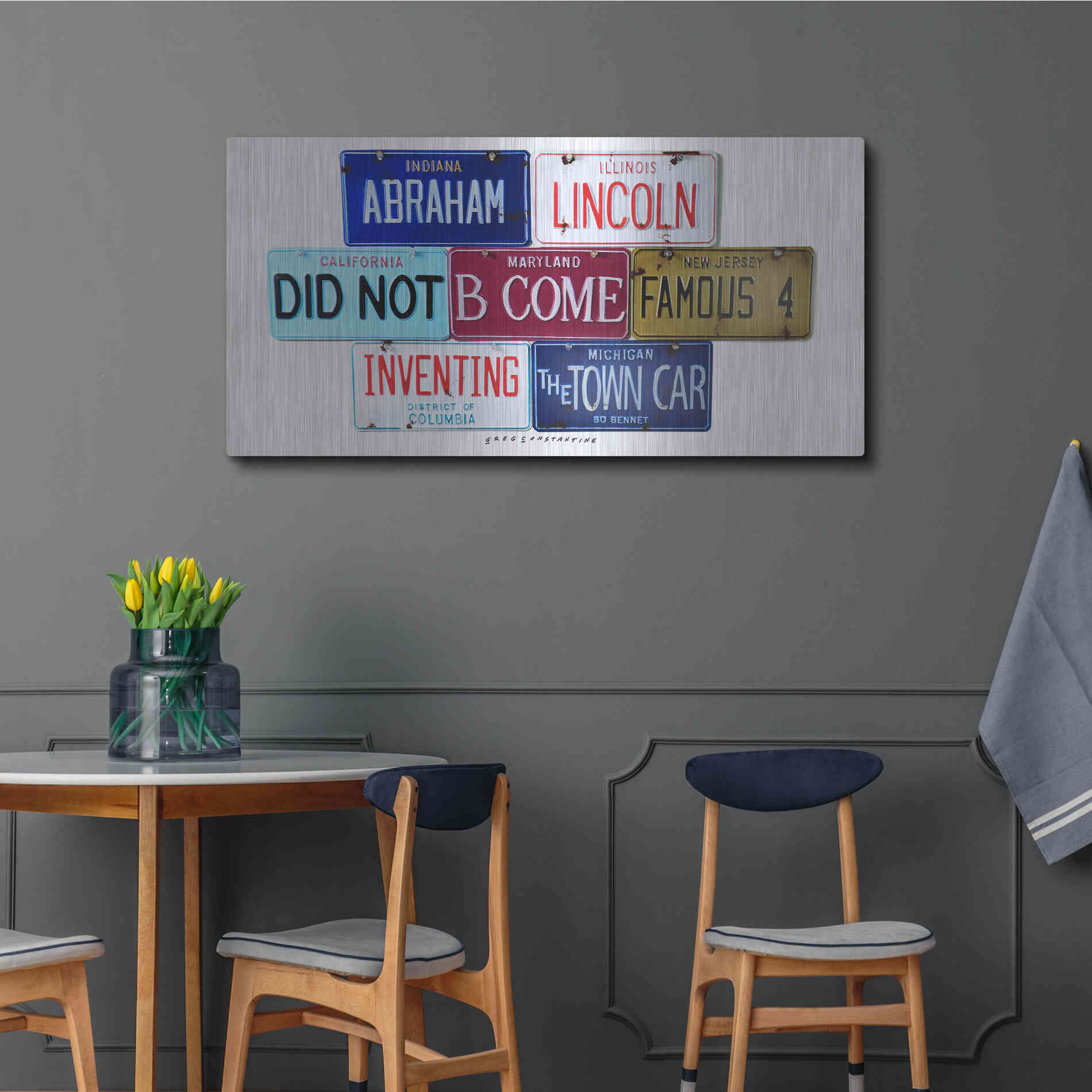 Luxe Metal Art 'Bennet Lincoln & Town Car' by Gregory Constantine, Metal Wall Art,48x24