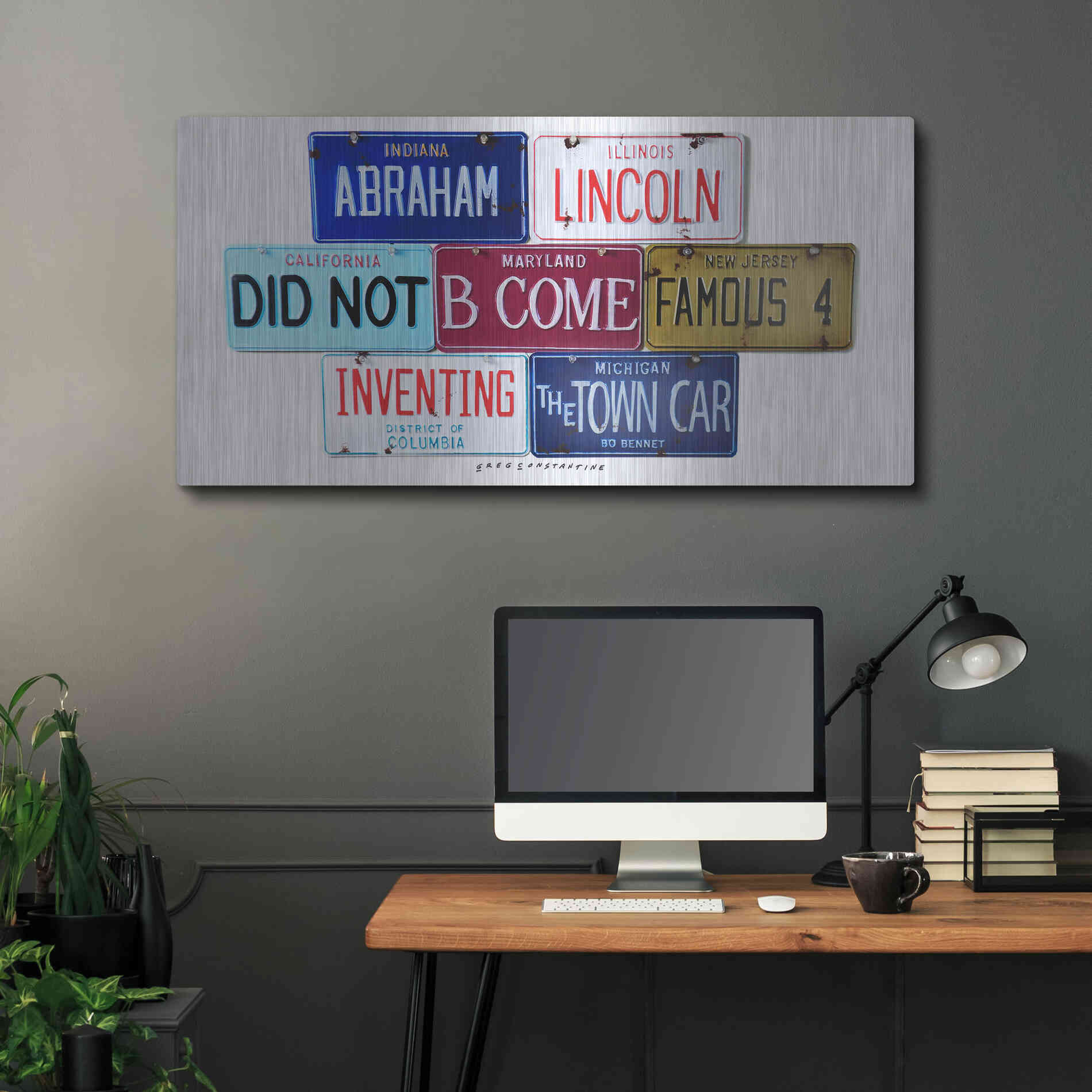 Luxe Metal Art 'Bennet Lincoln & Town Car' by Gregory Constantine, Metal Wall Art,48x24