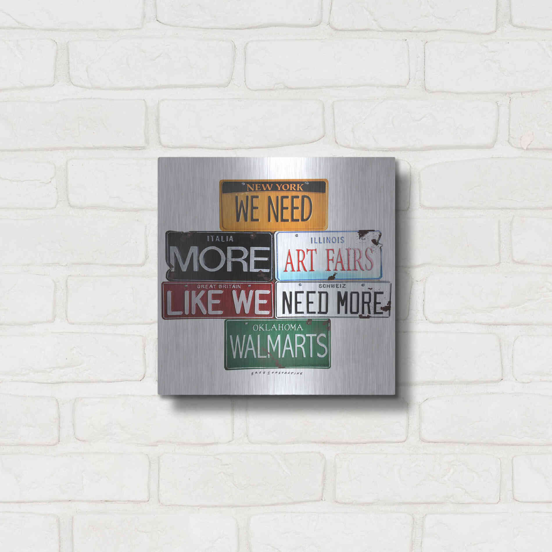 Luxe Metal Art 'We Need More Art Fairs' by Gregory Constantine, Metal Wall Art,12x12