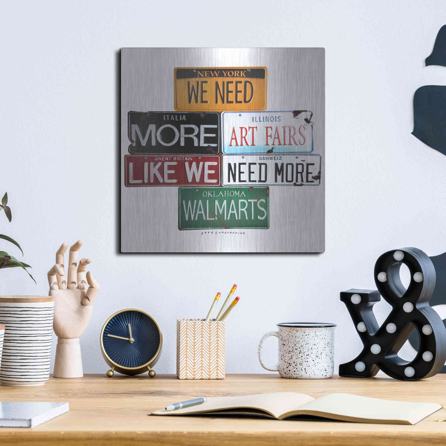 Luxe Metal Art 'We Need More Art Fairs' by Gregory Constantine, Metal Wall Art,12x12