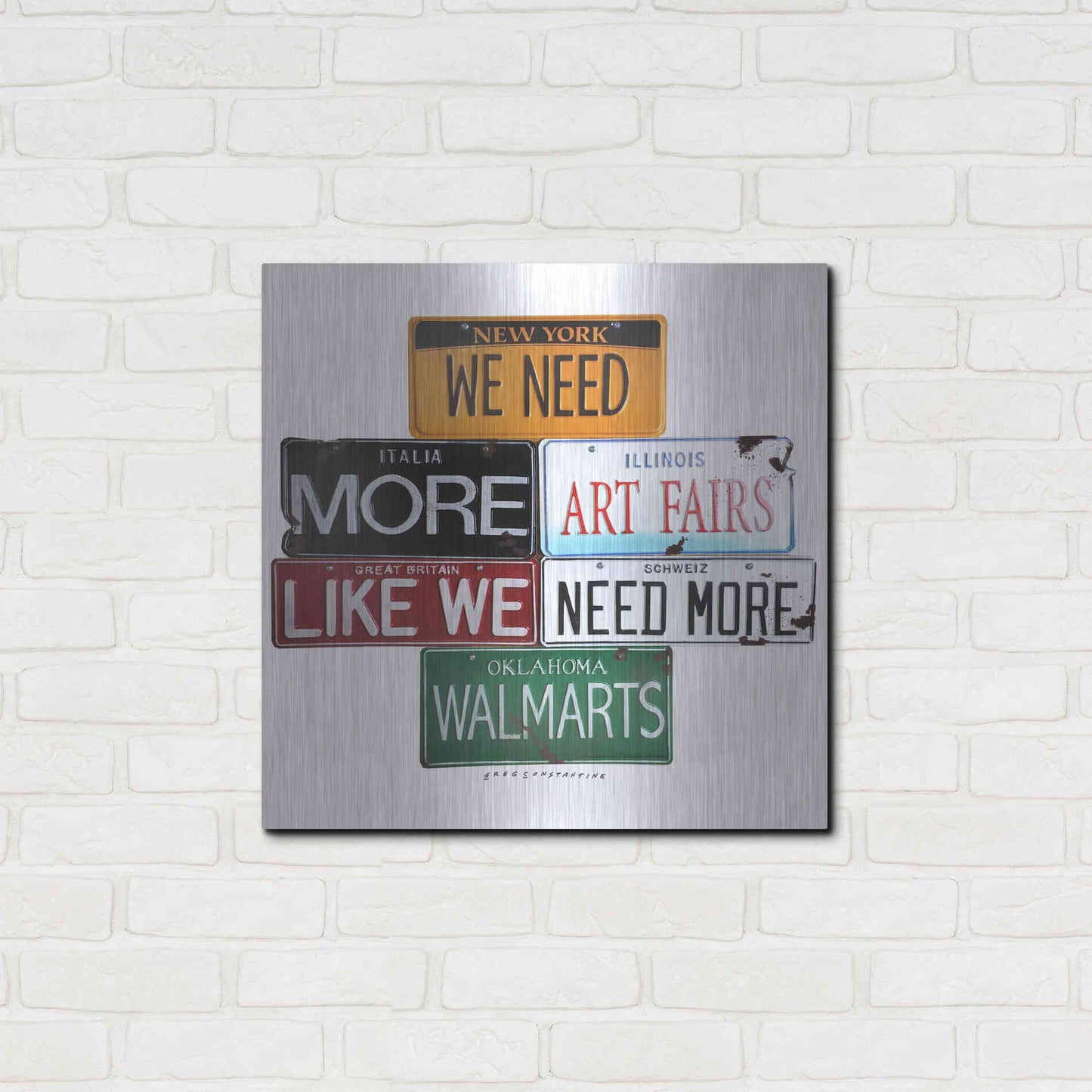 Luxe Metal Art 'We Need More Art Fairs' by Gregory Constantine, Metal Wall Art,24x24