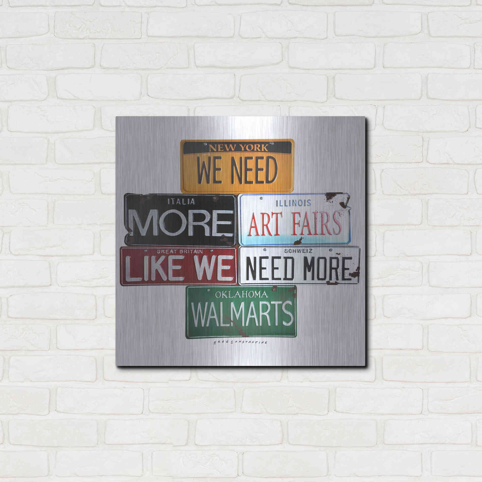 Luxe Metal Art 'We Need More Art Fairs' by Gregory Constantine, Metal Wall Art,24x24