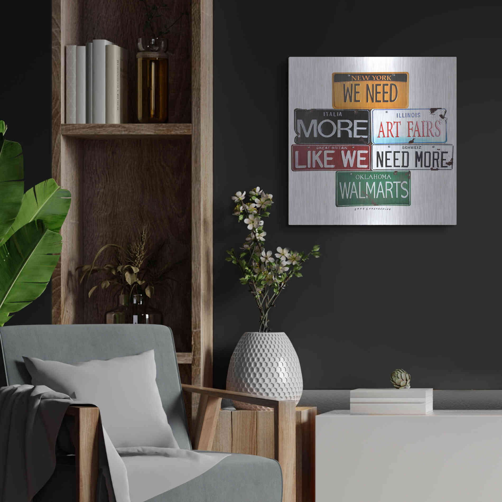 Luxe Metal Art 'We Need More Art Fairs' by Gregory Constantine, Metal Wall Art,24x24