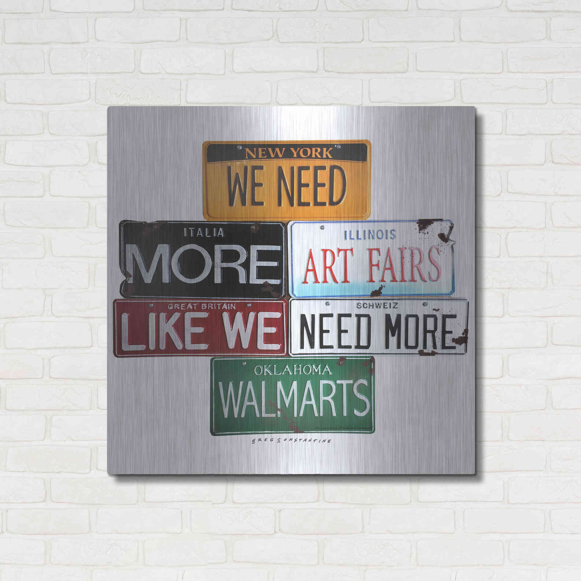 Luxe Metal Art 'We Need More Art Fairs' by Gregory Constantine, Metal Wall Art,36x36