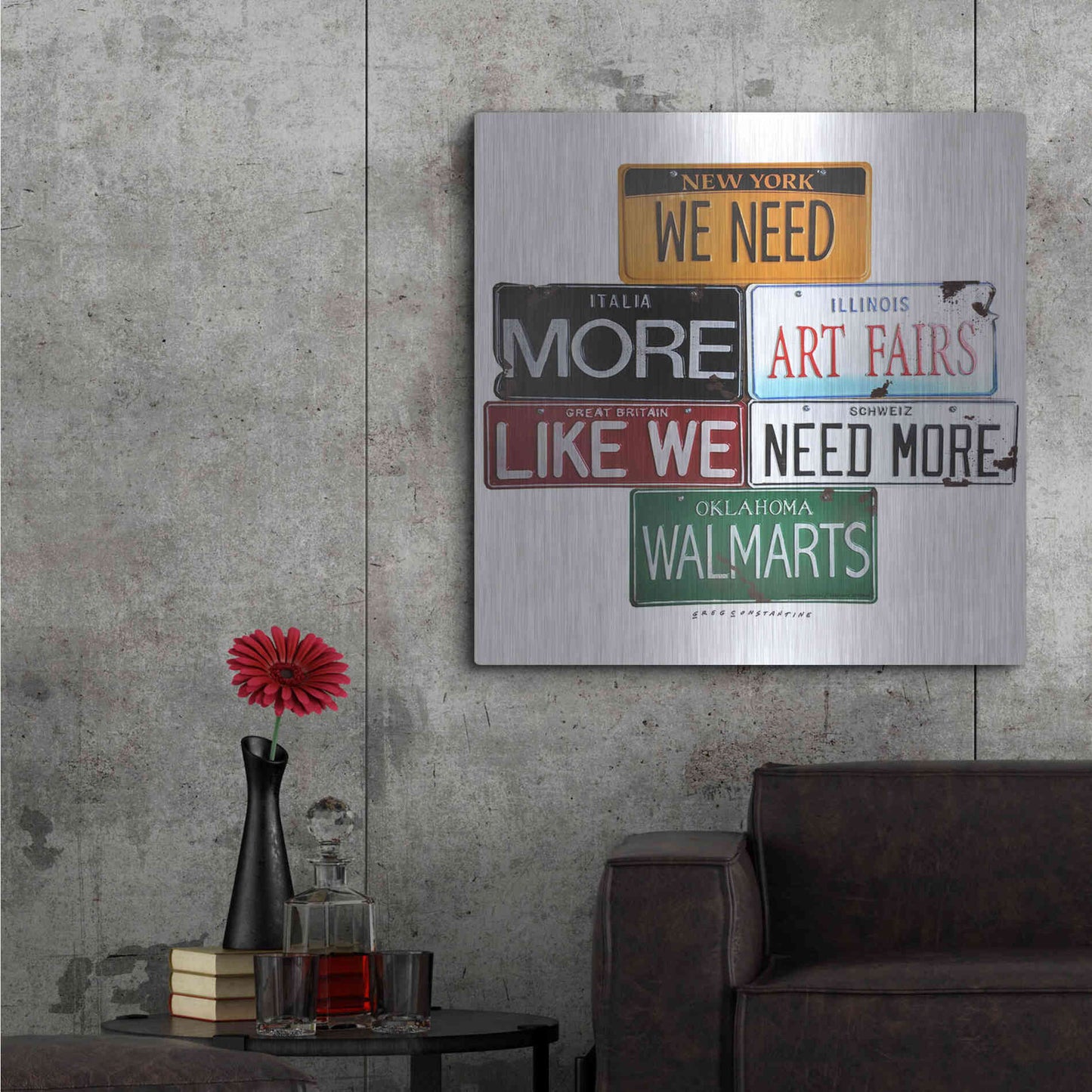 Luxe Metal Art 'We Need More Art Fairs' by Gregory Constantine, Metal Wall Art,36x36