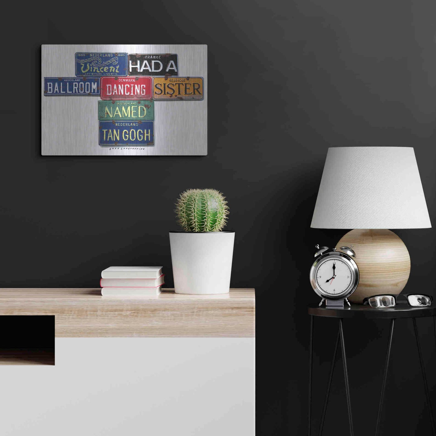 Luxe Metal Art 'Vincent Tan Gogh' by Gregory Constantine, Metal Wall Art,24x16