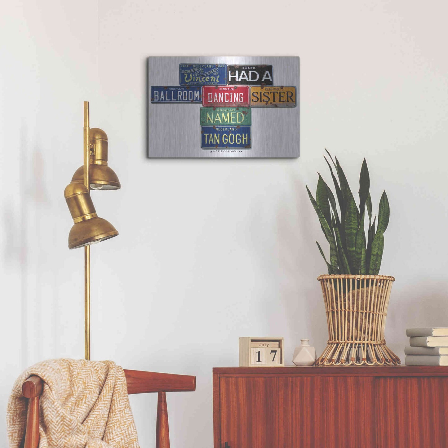 Luxe Metal Art 'Vincent Tan Gogh' by Gregory Constantine, Metal Wall Art,24x16