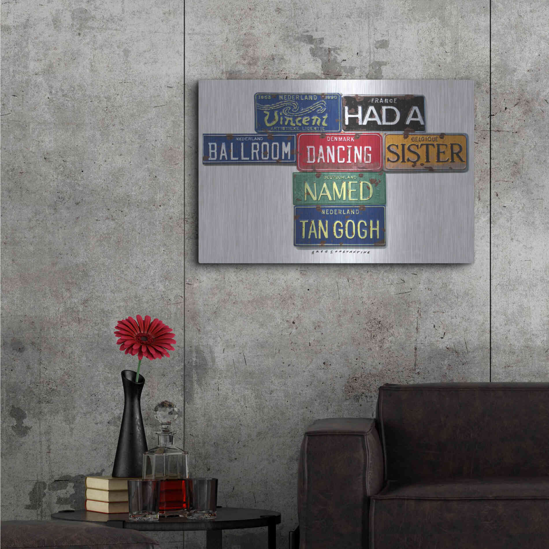 Luxe Metal Art 'Vincent Tan Gogh' by Gregory Constantine, Metal Wall Art,36x24