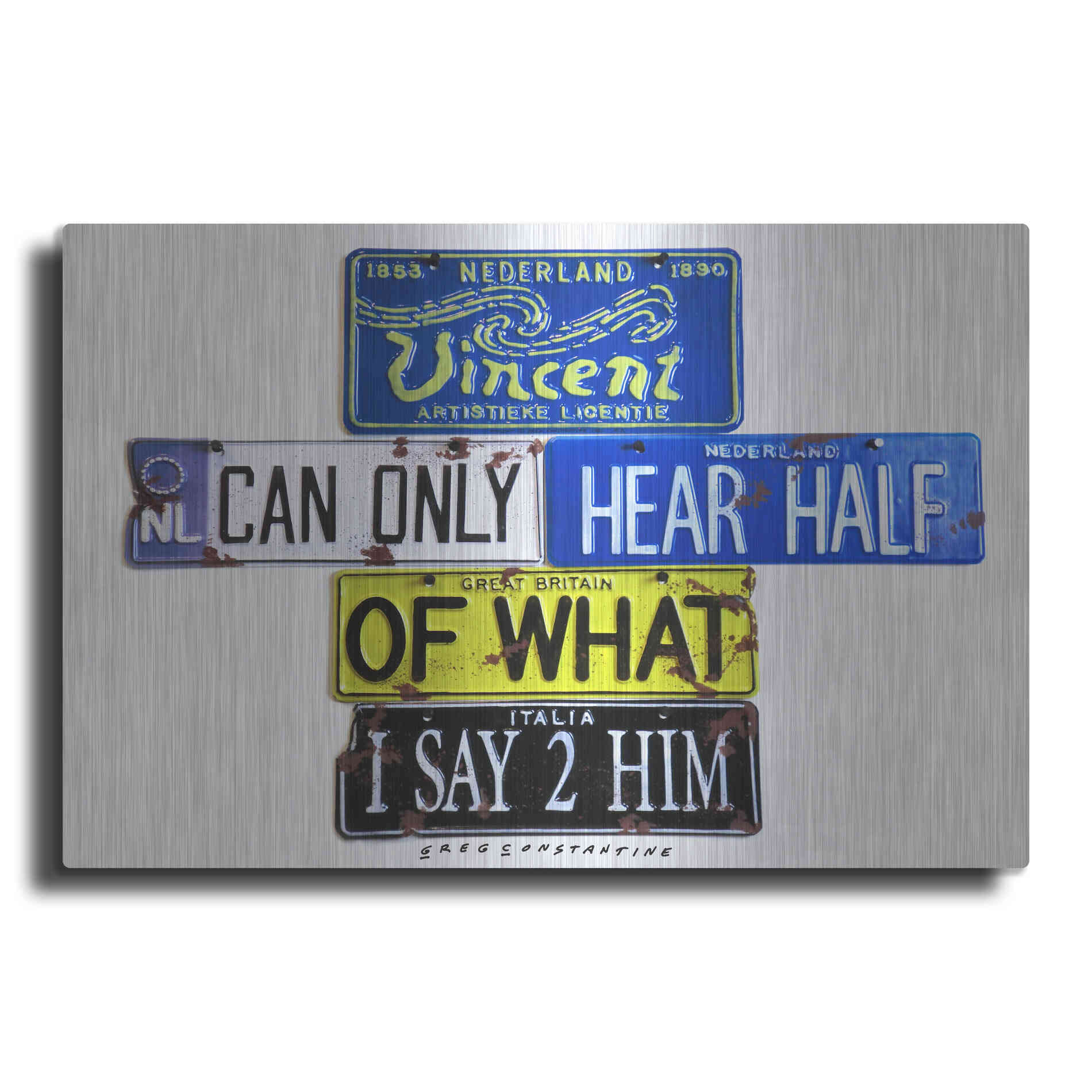 Luxe Metal Art 'Vincent Hears Half' by Gregory Constantine, Metal Wall Art
