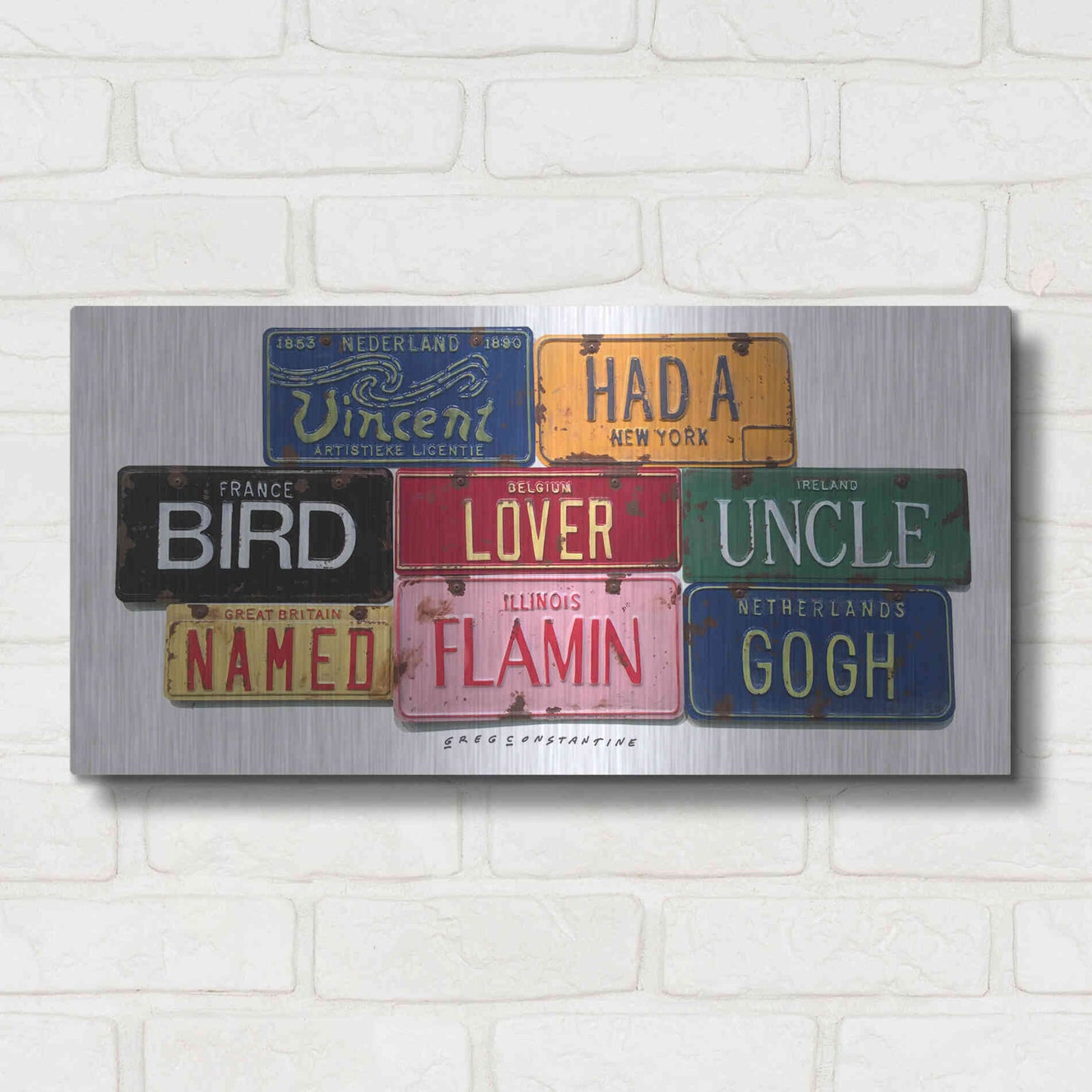 Luxe Metal Art 'Vincent Flamin Gogh' by Gregory Constantine, Metal Wall Art,24x12