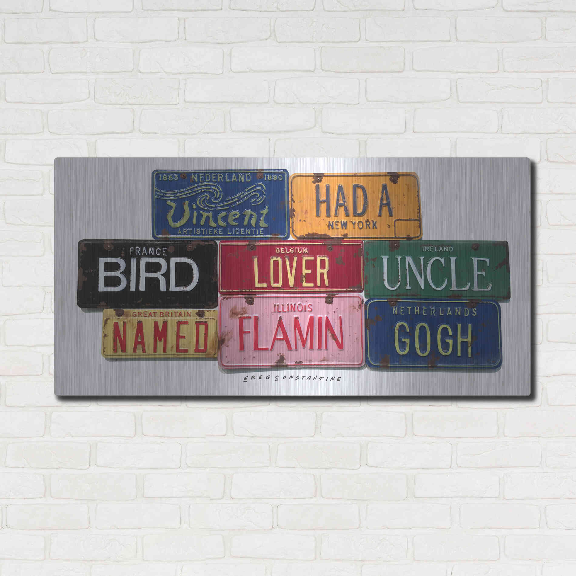 Luxe Metal Art 'Vincent Flamin Gogh' by Gregory Constantine, Metal Wall Art,48x24