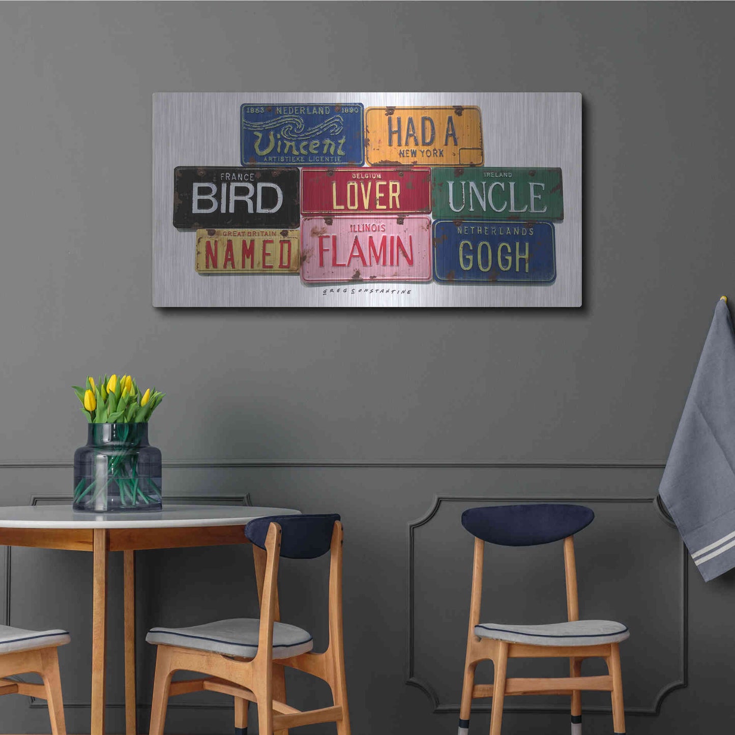 Luxe Metal Art 'Vincent Flamin Gogh' by Gregory Constantine, Metal Wall Art,48x24
