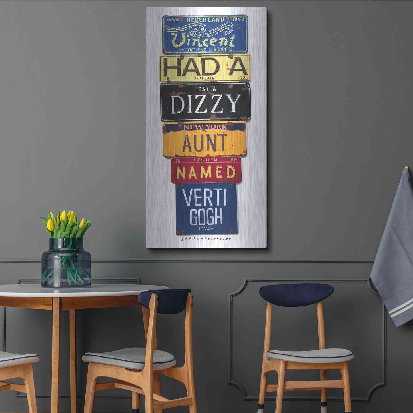 Luxe Metal Art 'Vincent Dizzy Aunt' by Gregory Constantine, Metal Wall Art,24x48