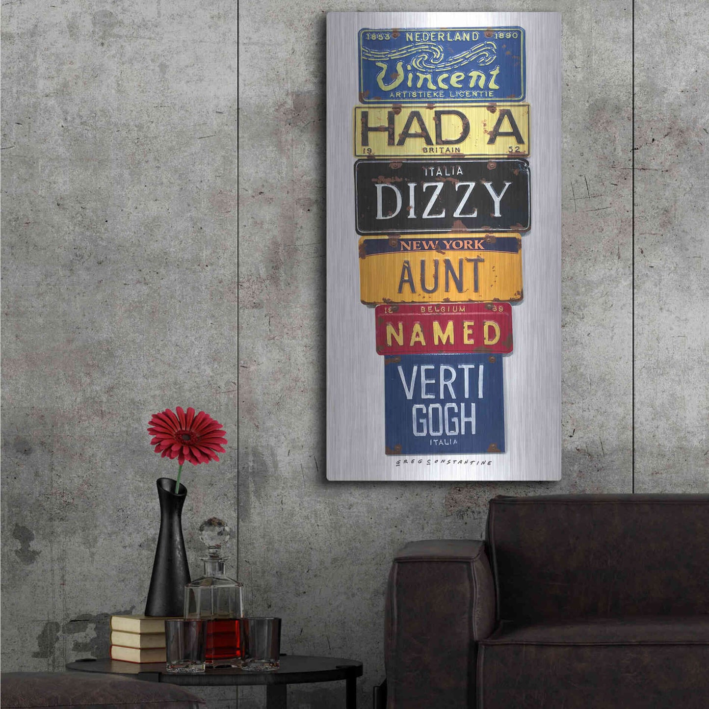 Luxe Metal Art 'Vincent Dizzy Aunt' by Gregory Constantine, Metal Wall Art,24x48