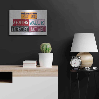 Luxe Metal Art 'Text On Gallery Wall' by Gregory Constantine, Metal Wall Art,24x16