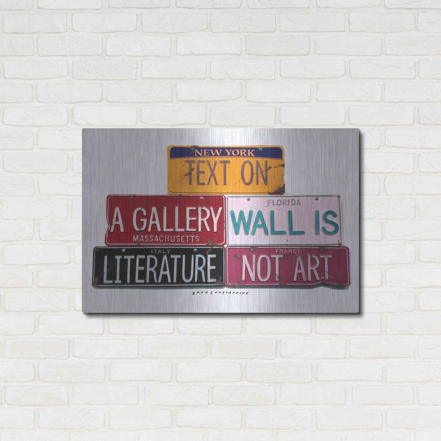 Luxe Metal Art 'Text On Gallery Wall' by Gregory Constantine, Metal Wall Art,36x24