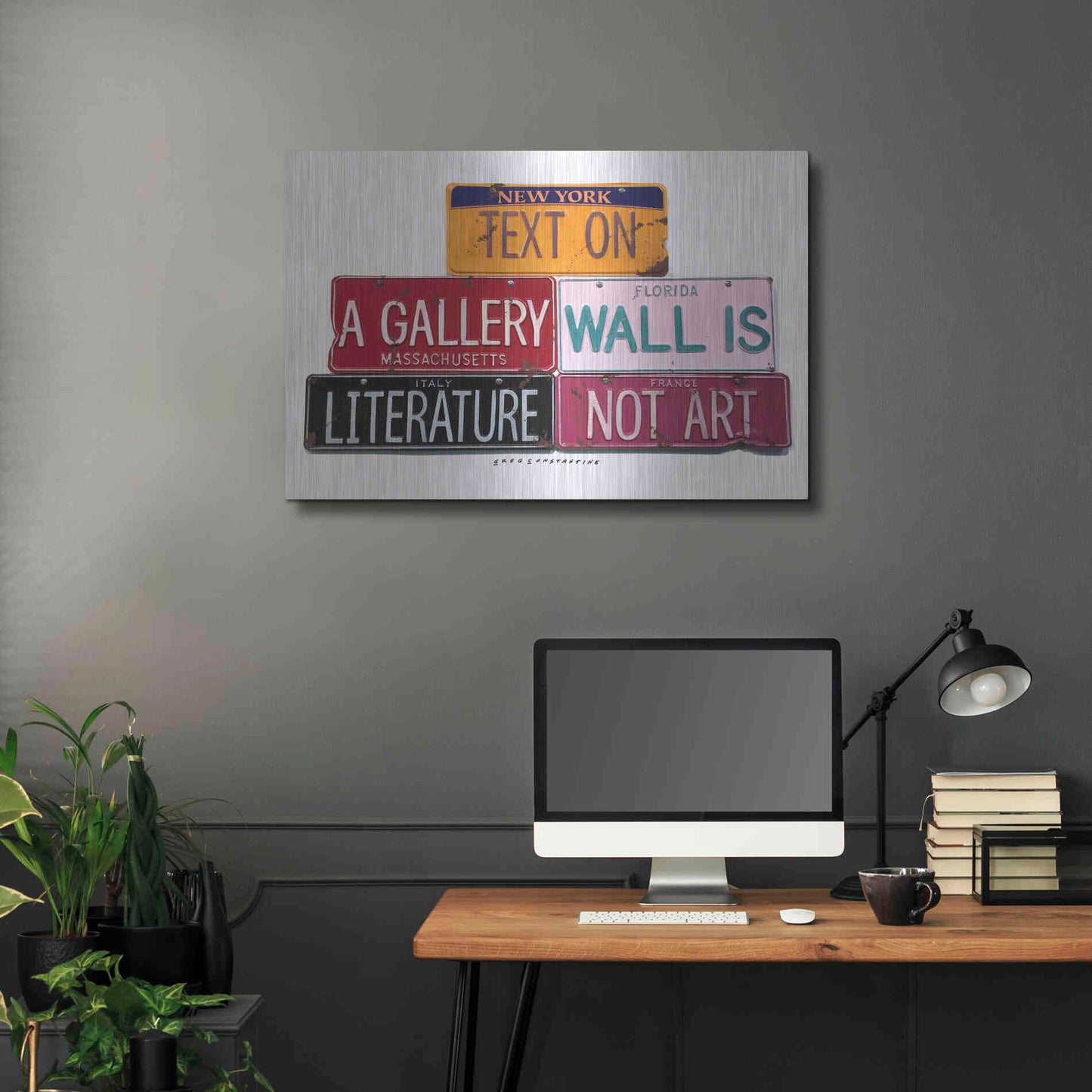 Luxe Metal Art 'Text On Gallery Wall' by Gregory Constantine, Metal Wall Art,36x24