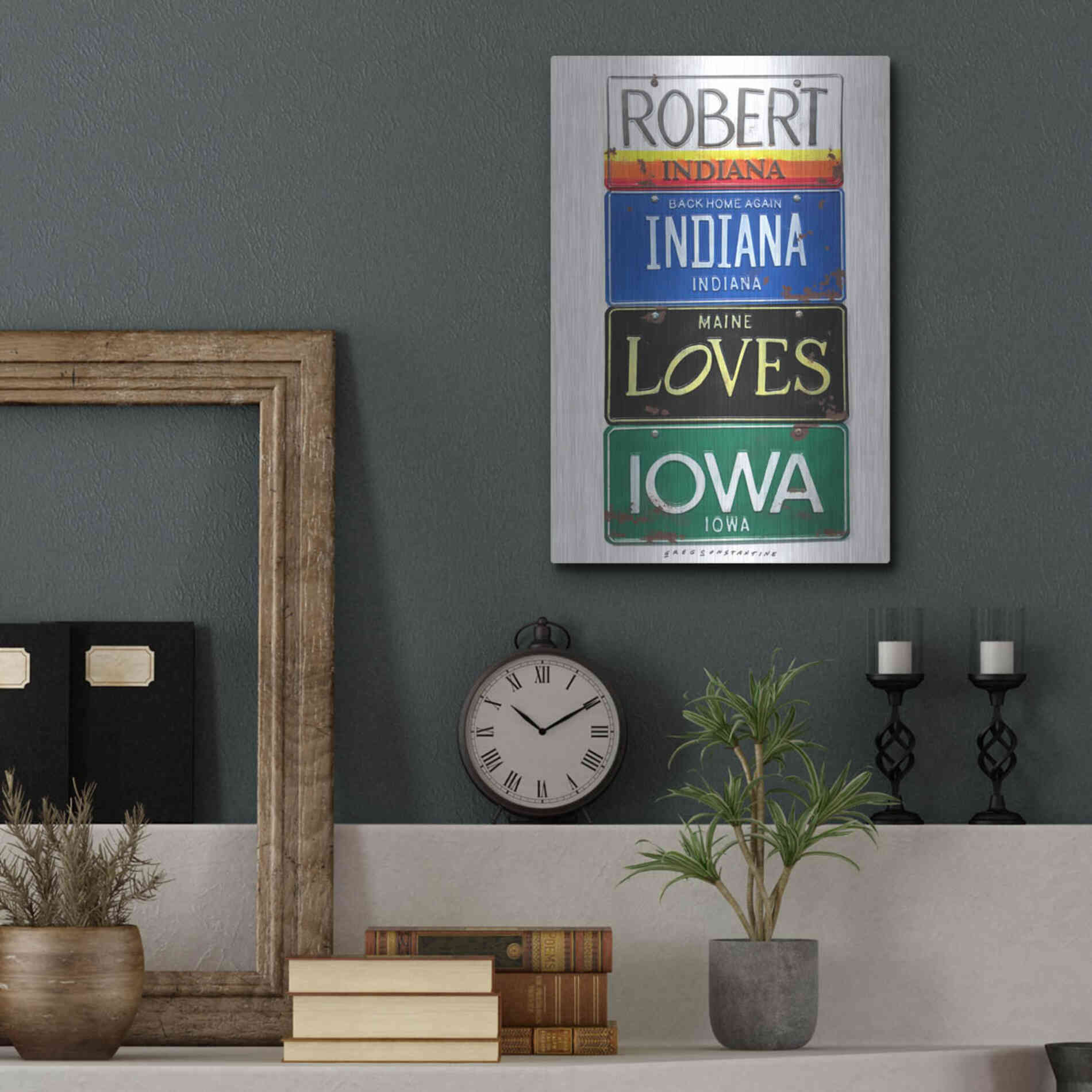 Luxe Metal Art 'Robert Indiana' by Gregory Constantine, Metal Wall Art,12x16