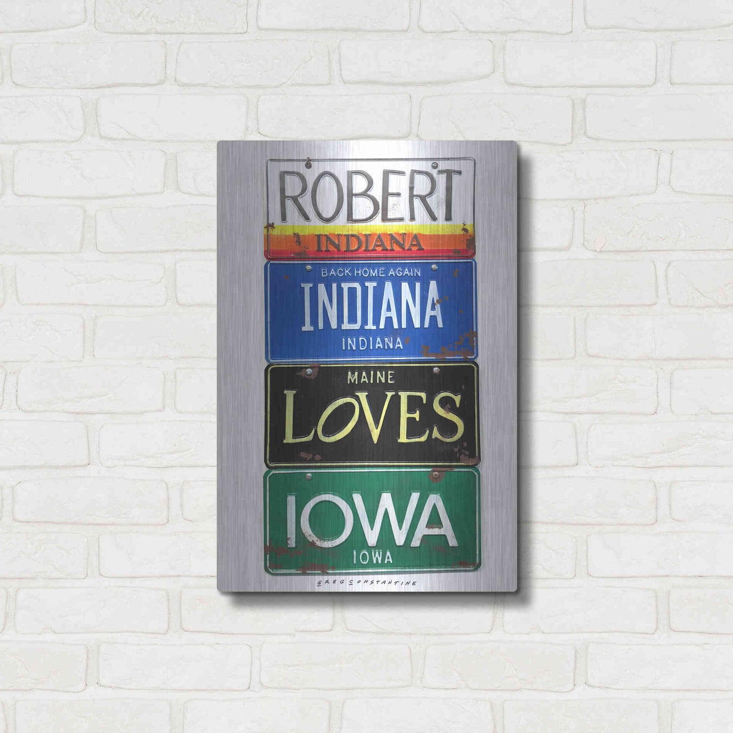 Luxe Metal Art 'Robert Indiana' by Gregory Constantine, Metal Wall Art,16x24