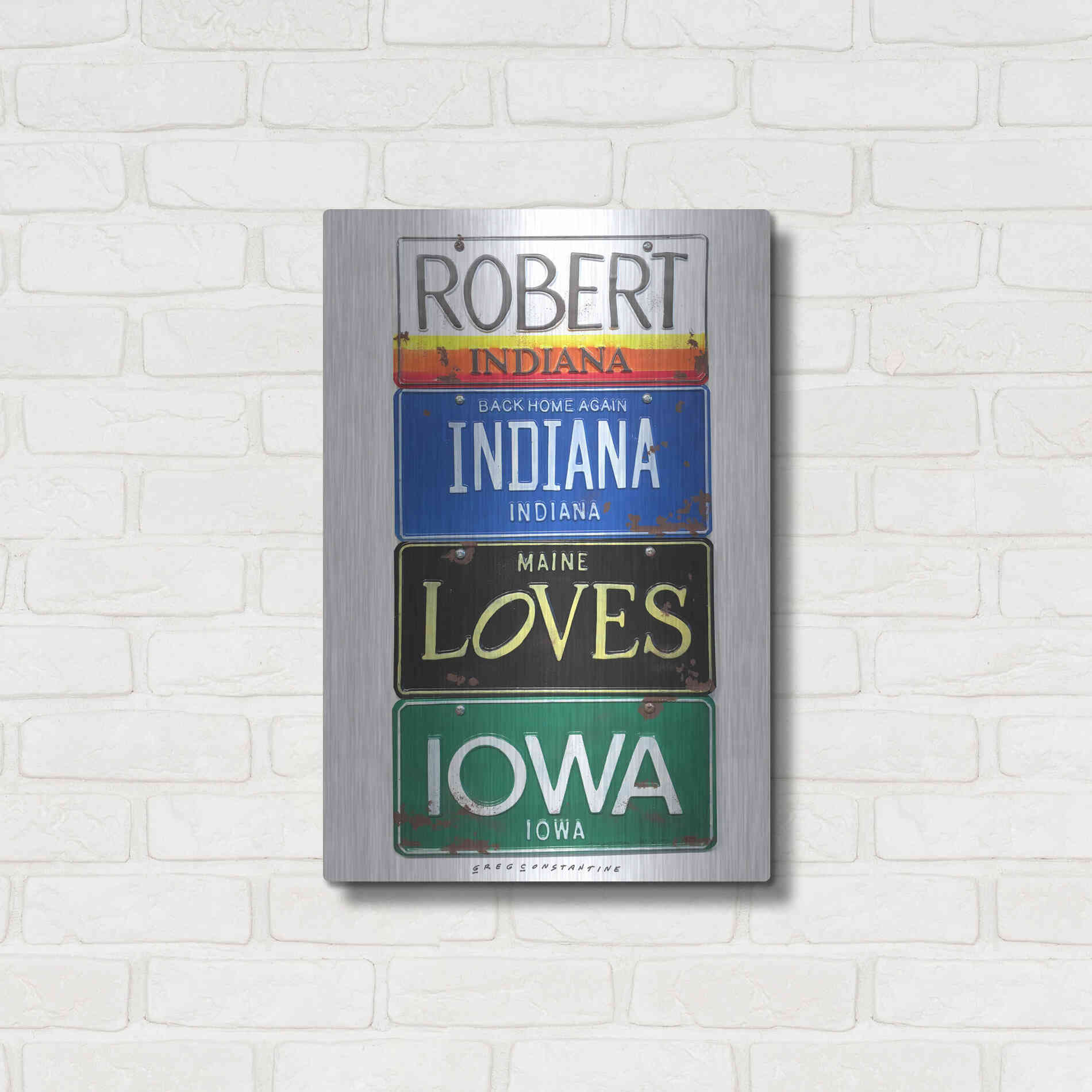 Luxe Metal Art 'Robert Indiana' by Gregory Constantine, Metal Wall Art,16x24