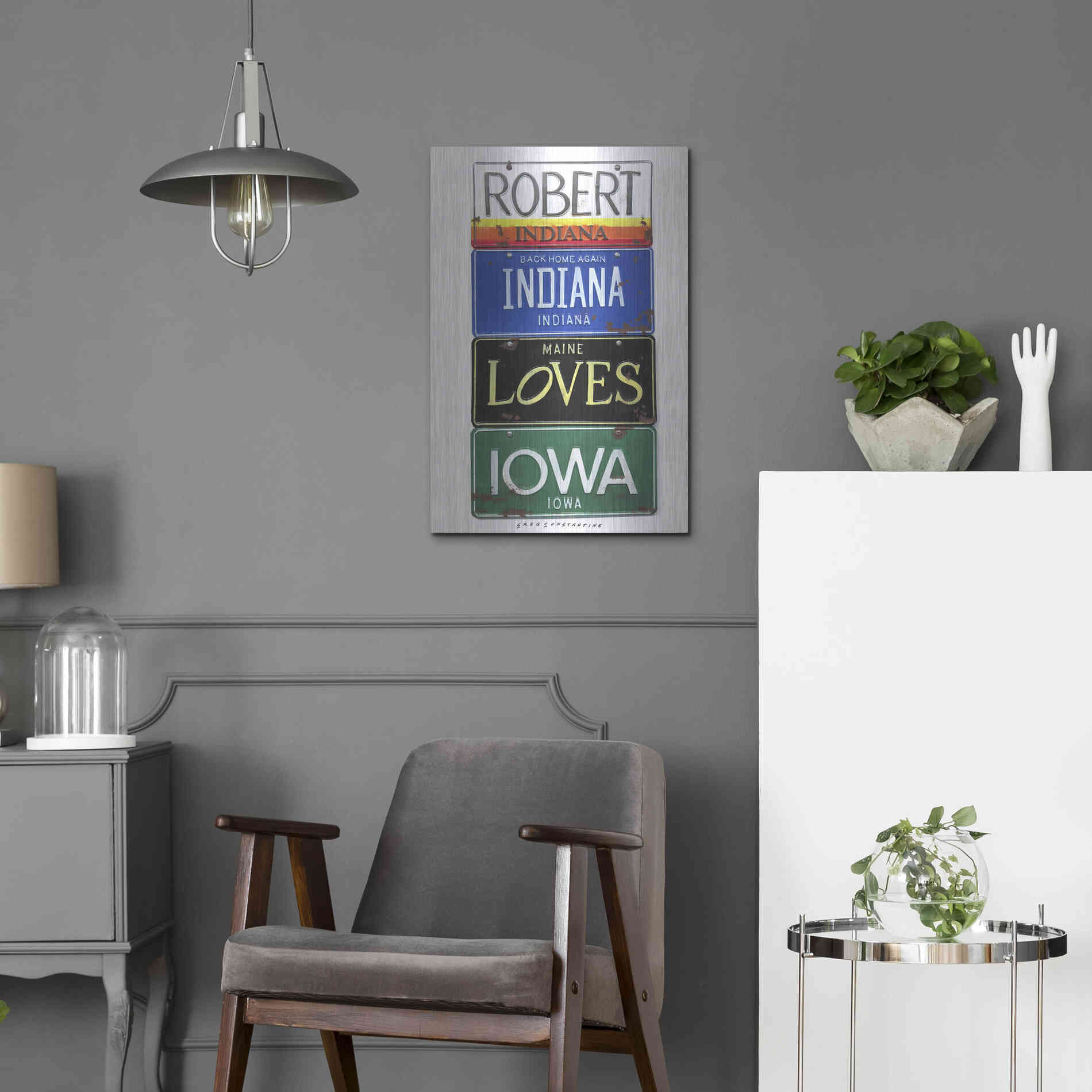 Luxe Metal Art 'Robert Indiana' by Gregory Constantine, Metal Wall Art,16x24