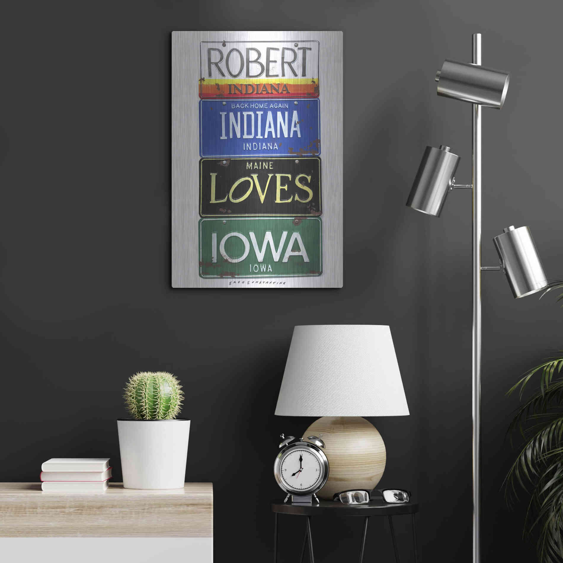Luxe Metal Art 'Robert Indiana' by Gregory Constantine, Metal Wall Art,16x24
