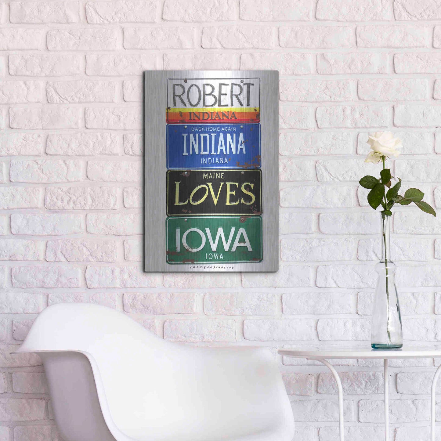 Luxe Metal Art 'Robert Indiana' by Gregory Constantine, Metal Wall Art,16x24
