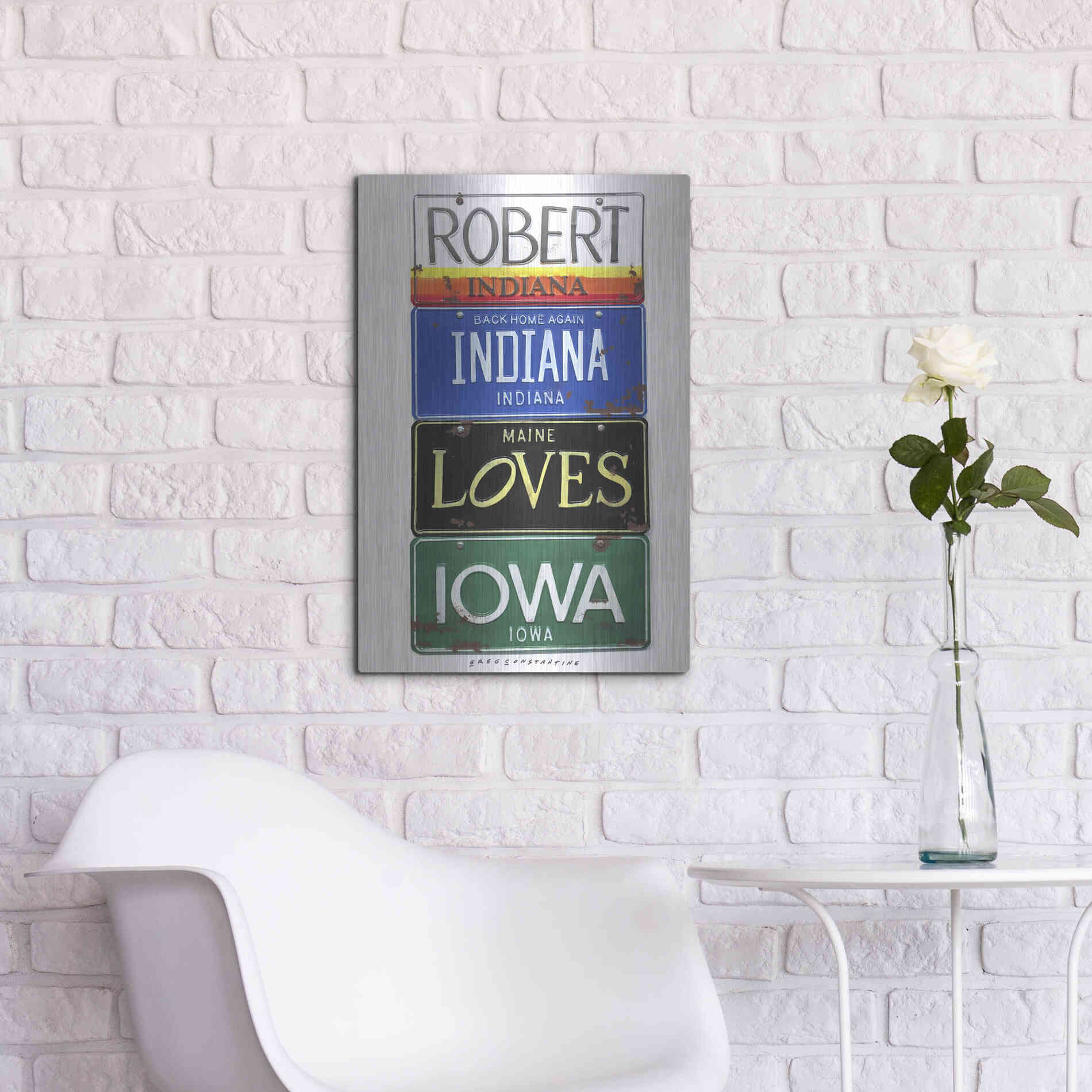 Luxe Metal Art 'Robert Indiana' by Gregory Constantine, Metal Wall Art,16x24