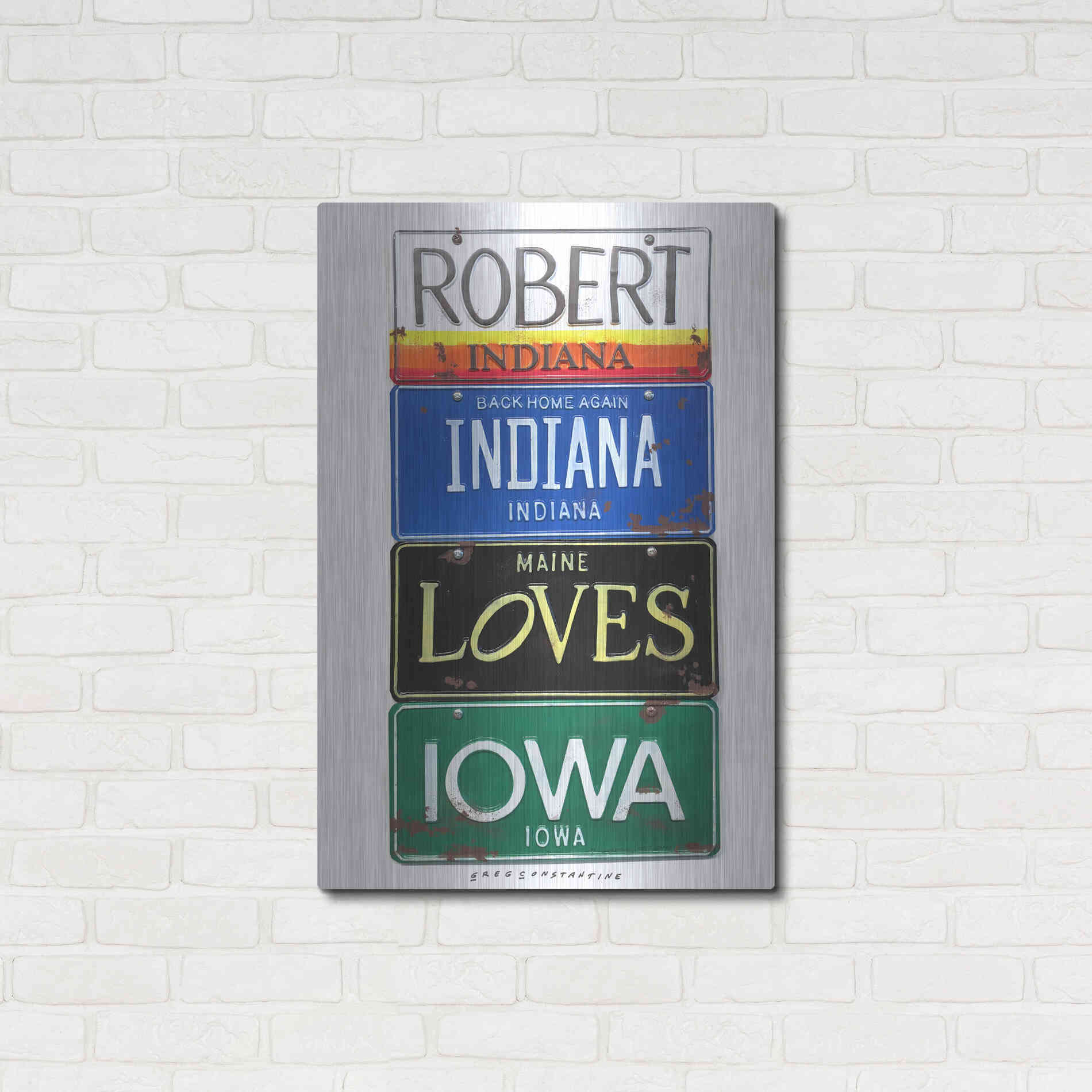 Luxe Metal Art 'Robert Indiana' by Gregory Constantine, Metal Wall Art,24x36