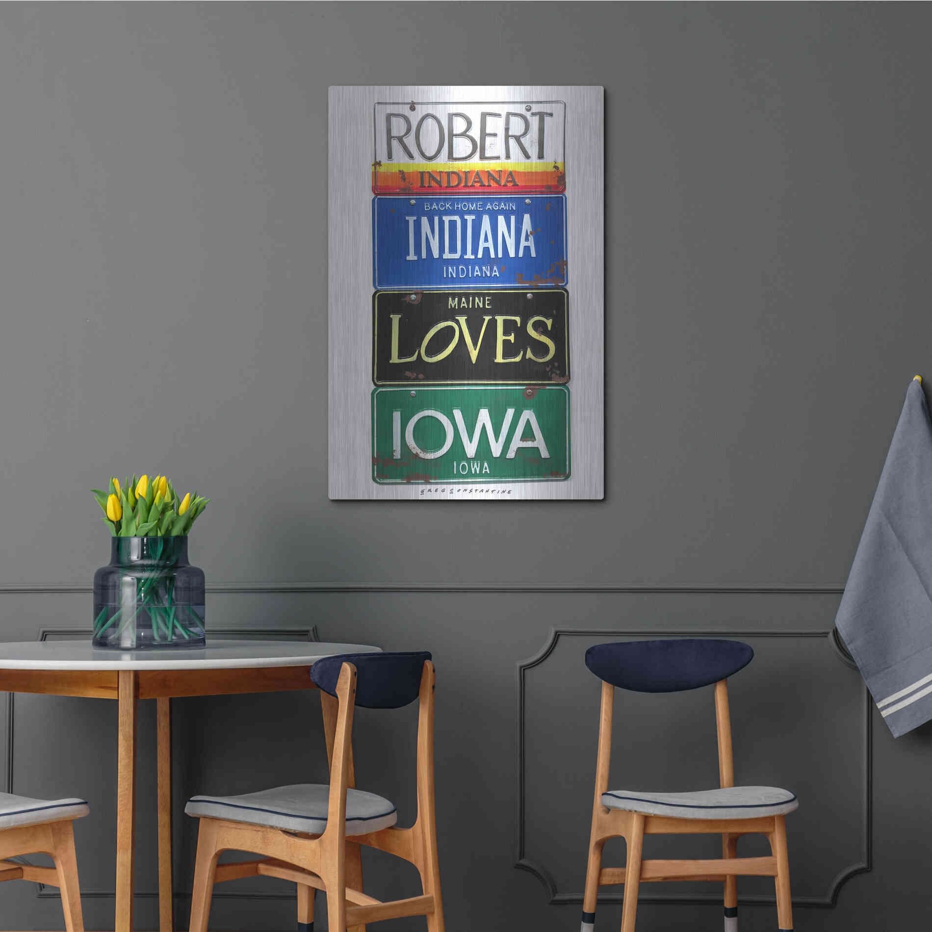 Luxe Metal Art 'Robert Indiana' by Gregory Constantine, Metal Wall Art,24x36