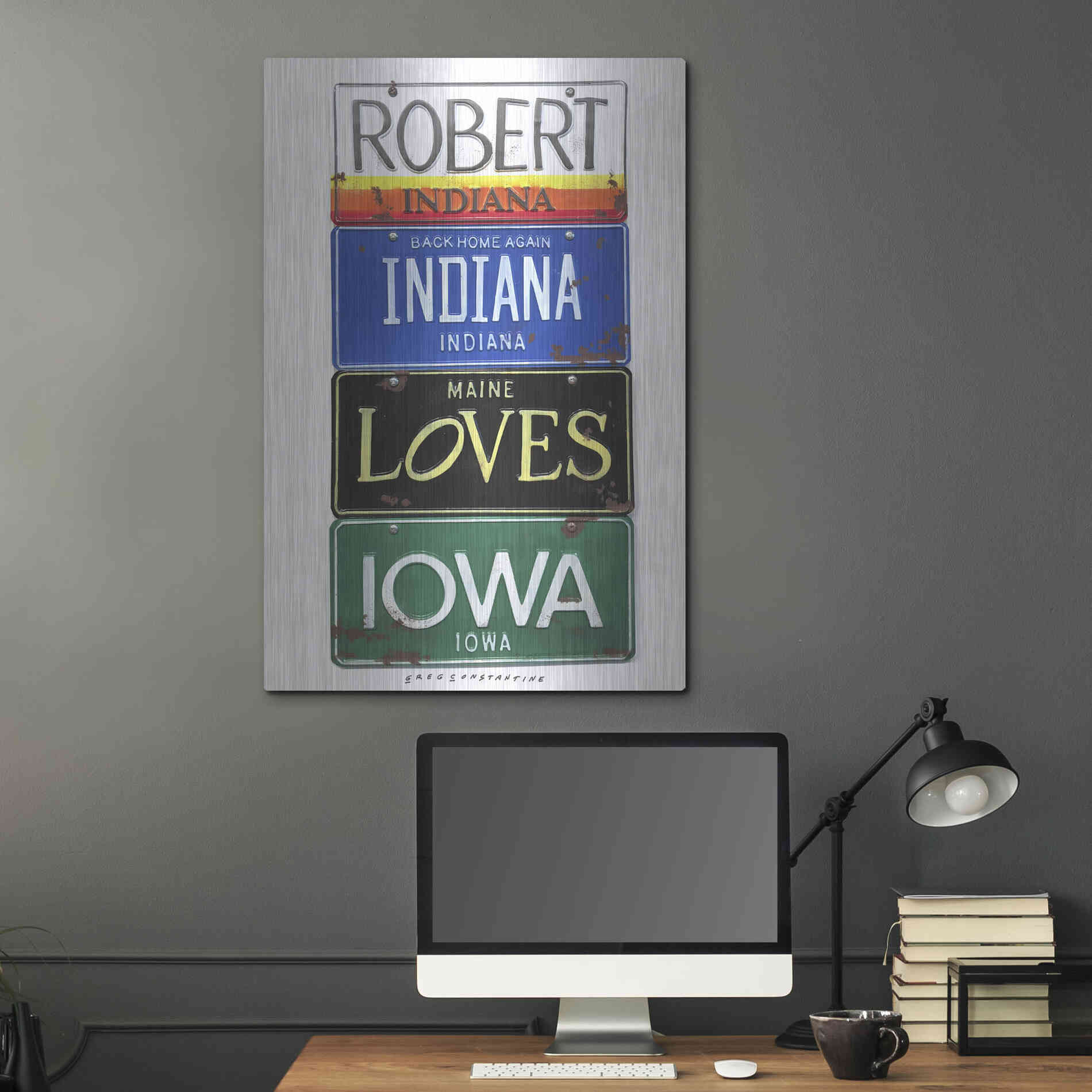 Luxe Metal Art 'Robert Indiana' by Gregory Constantine, Metal Wall Art,24x36