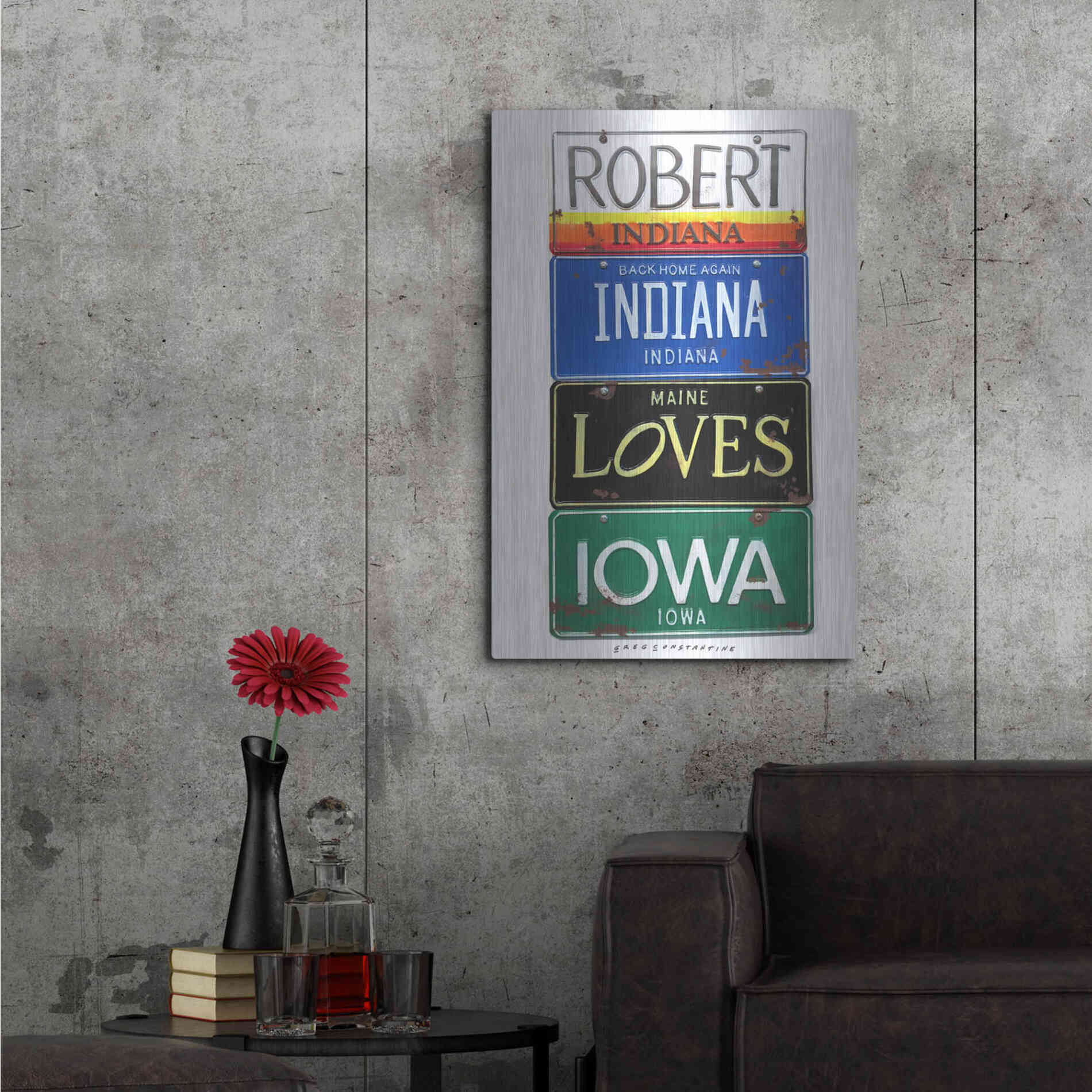 Luxe Metal Art 'Robert Indiana' by Gregory Constantine, Metal Wall Art,24x36