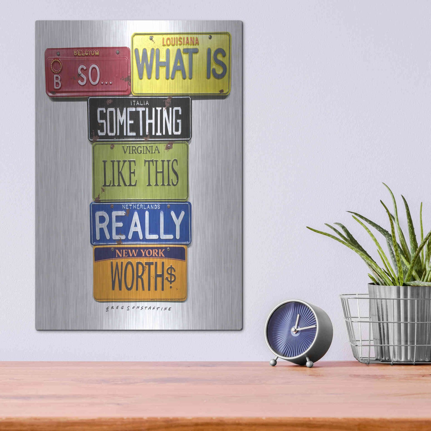 Luxe Metal Art 'Really Worth' by Gregory Constantine, Metal Wall Art,12x16