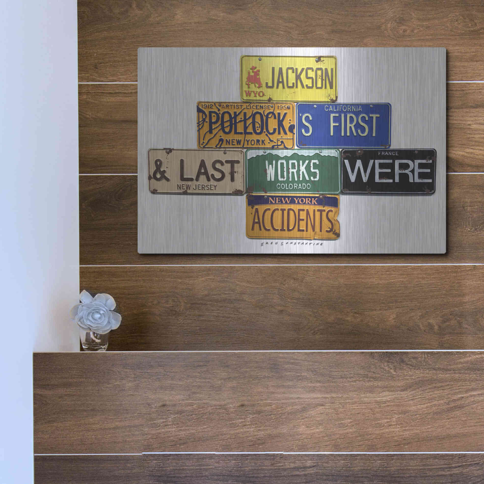Luxe Metal Art 'Pollock Accidents' by Gregory Constantine, Metal Wall Art,16x12