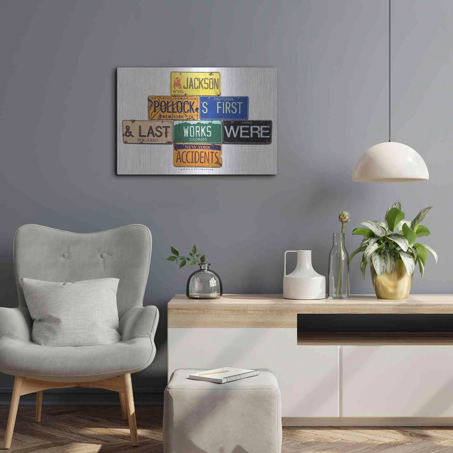 Luxe Metal Art 'Pollock Accidents' by Gregory Constantine, Metal Wall Art,24x16