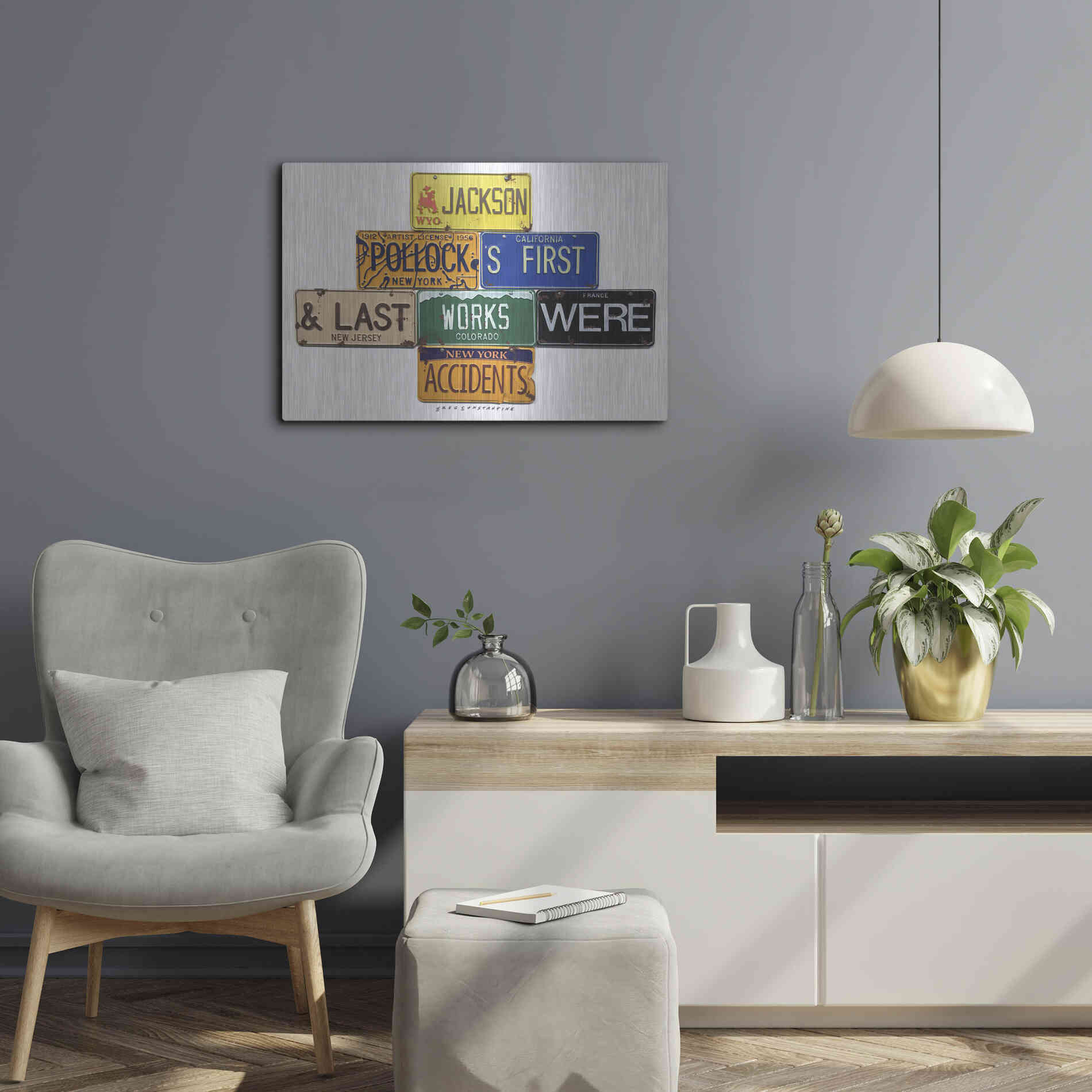 Luxe Metal Art 'Pollock Accidents' by Gregory Constantine, Metal Wall Art,24x16