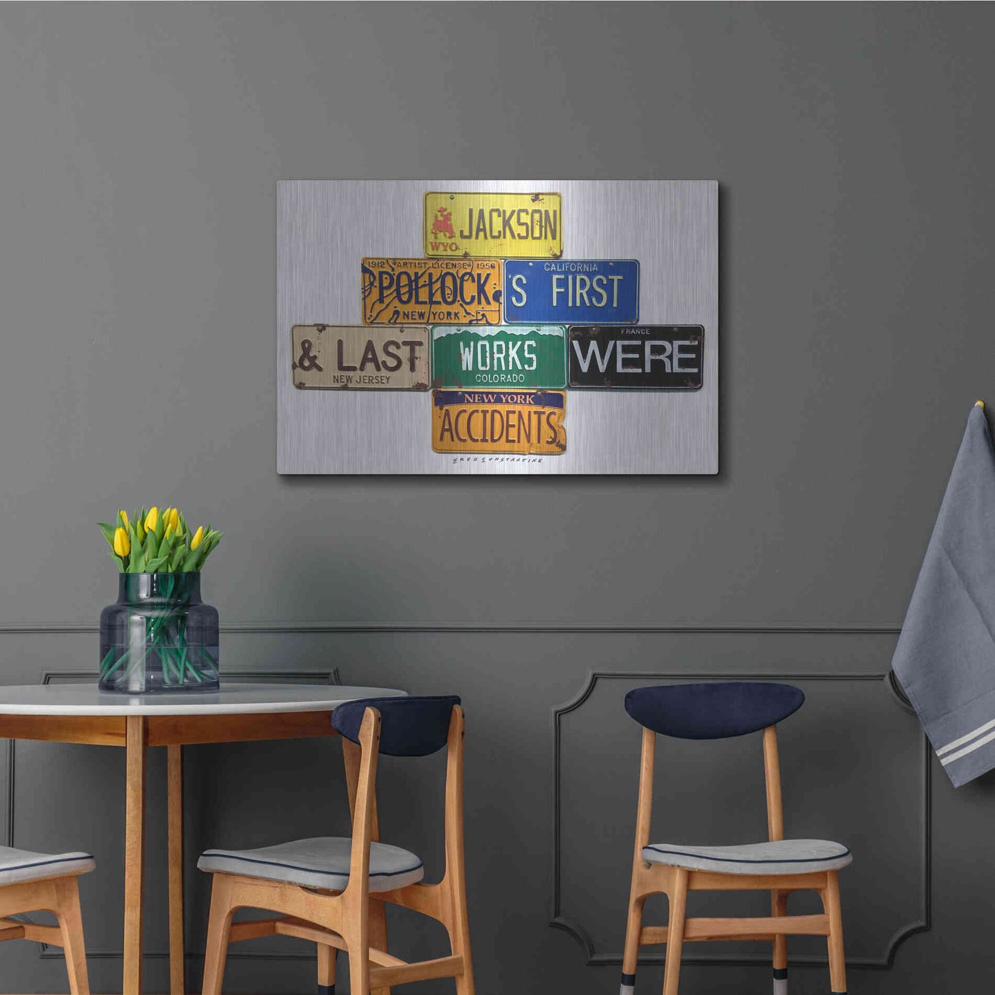 Luxe Metal Art 'Pollock Accidents' by Gregory Constantine, Metal Wall Art,36x24