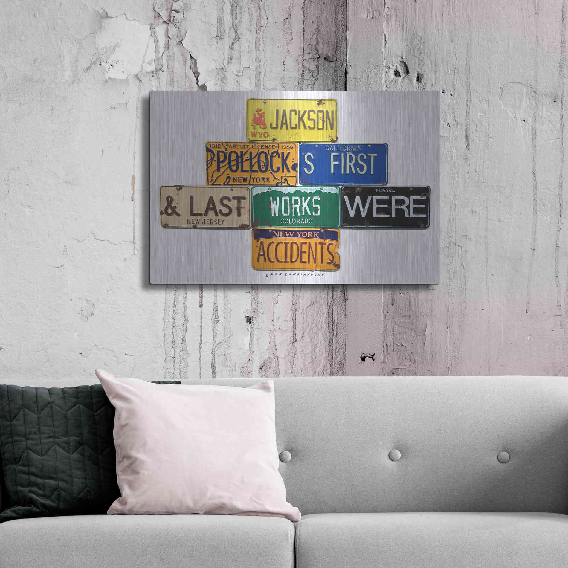 Luxe Metal Art 'Pollock Accidents' by Gregory Constantine, Metal Wall Art,36x24
