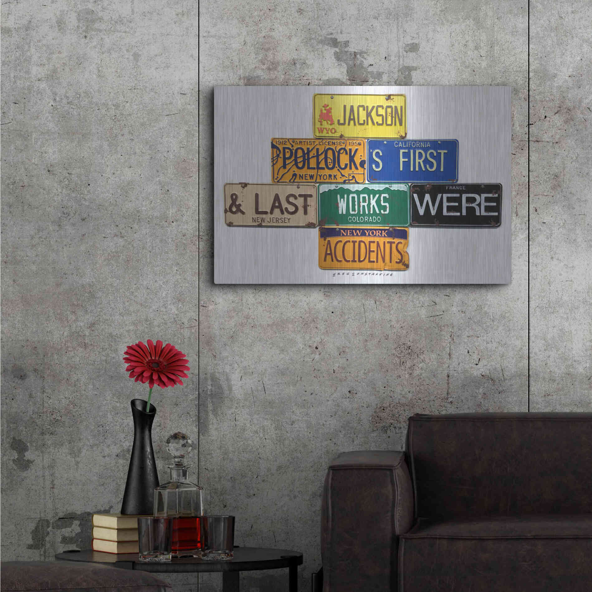 Luxe Metal Art 'Pollock Accidents' by Gregory Constantine, Metal Wall Art,36x24