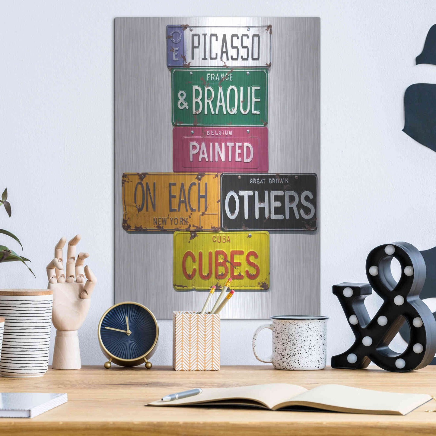 Luxe Metal Art 'Picasso & Braque' by Gregory Constantine, Metal Wall Art,12x16