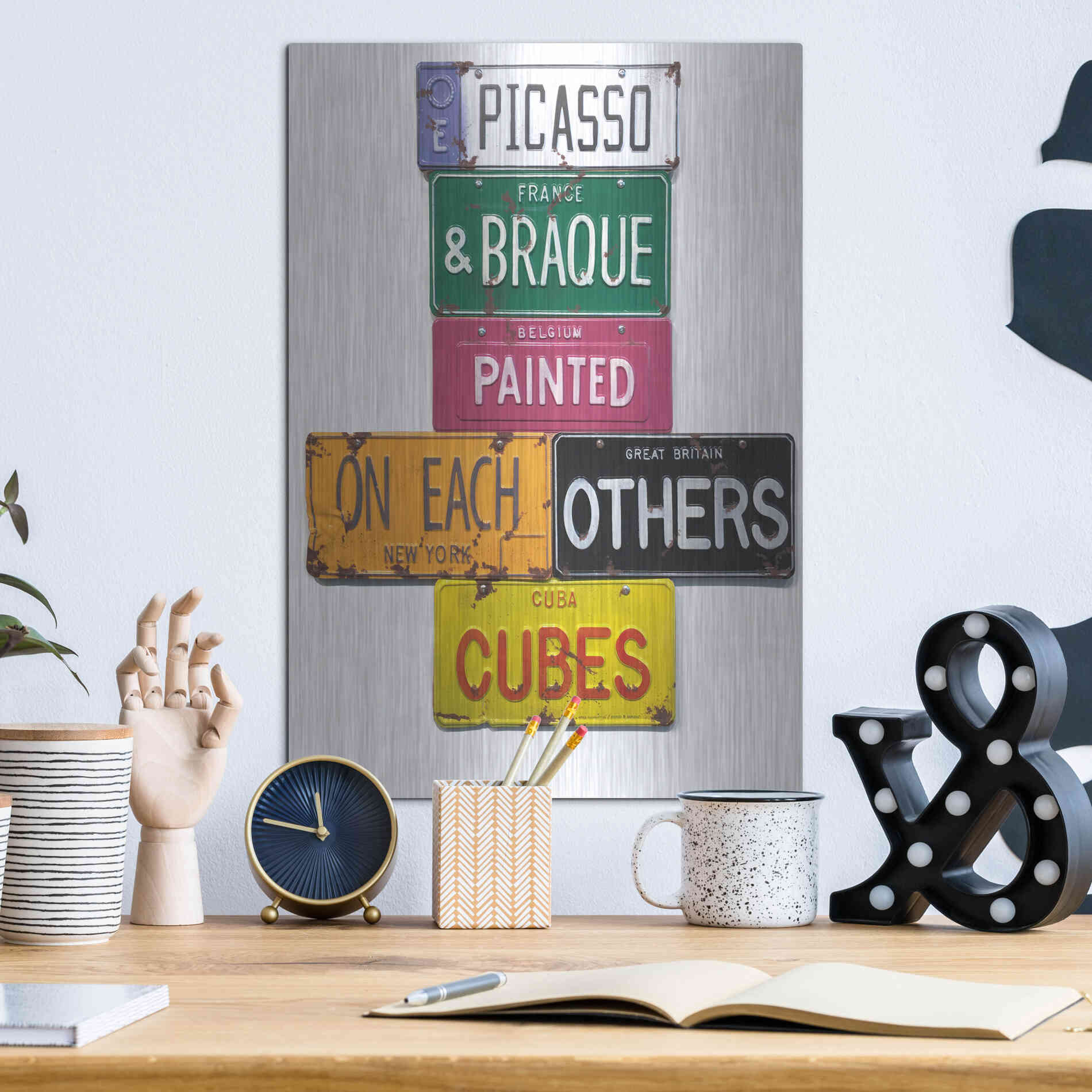 Luxe Metal Art 'Picasso & Braque' by Gregory Constantine, Metal Wall Art,12x16